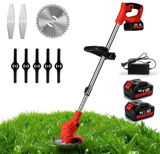Electric Grass Cutter Machine, Cordless Portable Garden Lawn Trimmer with Adjustable Height